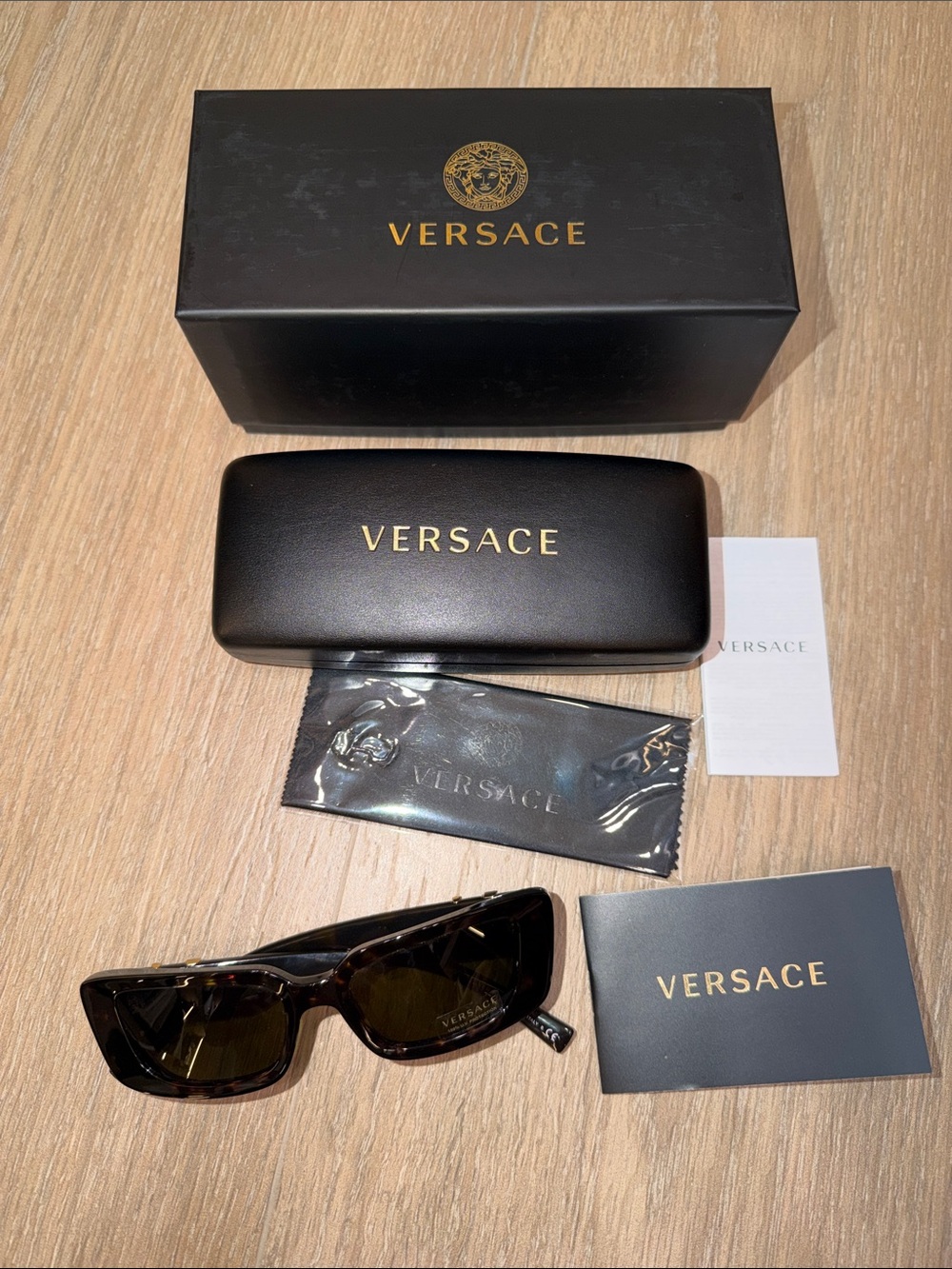 Versace Brown Tortoiseshell Sunglasses with Gold Accents vintage style
